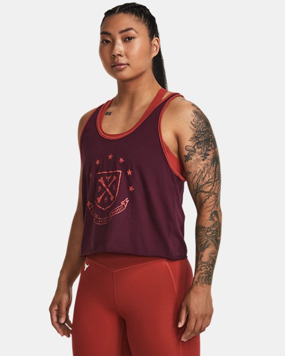 Women's Project Rock Arena Tank in Maroon image number 0